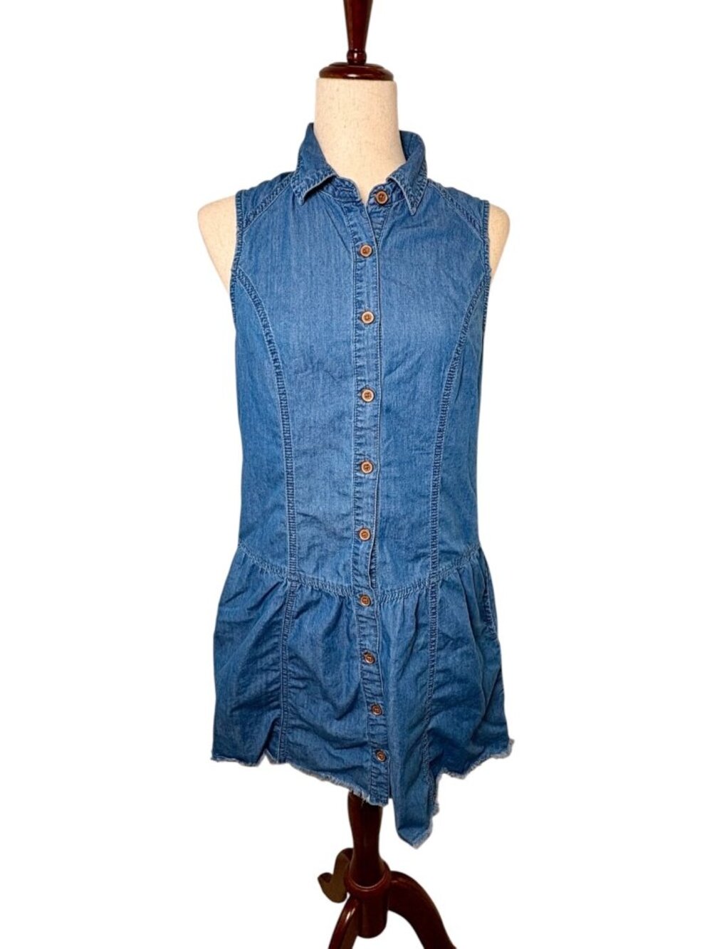 American Rag Cie Chambray Sleeveless Button Front Dress Size Medium